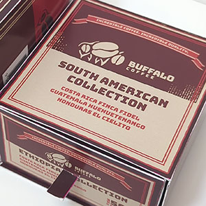 Custom packaging created for a fictional coffee brand